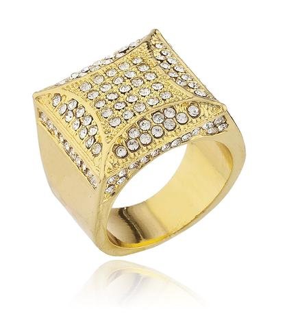 Mens Goldtone Iced Out Ring