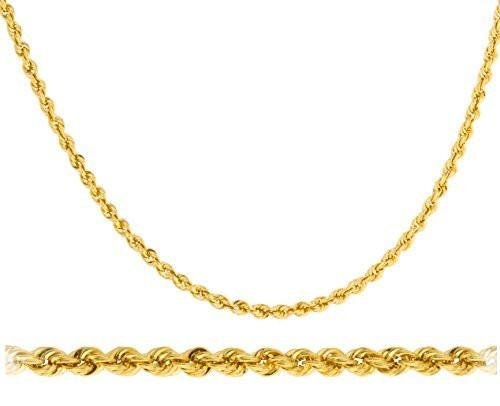 Real 14k Yellow Gold 2mm Rope Chain Necklace - 16" 18" 20" 22" & 24" Available