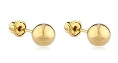 Real 14k Yellow Gold Scew Back Ball Stud Earrings - Sizes 3mm-8mm