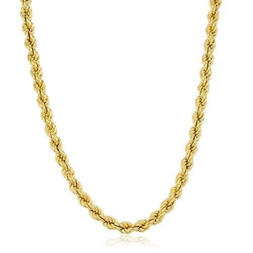 Real 925 Sterling Gold Plated 6mm Rope Chain Necklace. (24 Inches)