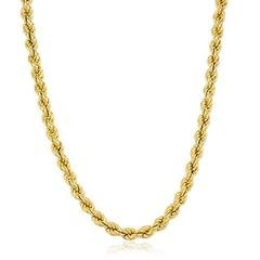 Real 925 Sterling Gold Plated 6mm Rope Chain Necklace. (24 Inches)