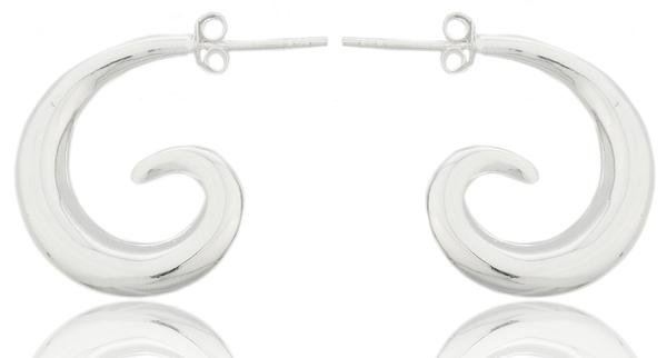 Real 925 Sterling Silver 0.75 Inch Swirled Hoop Stud Earirngs
