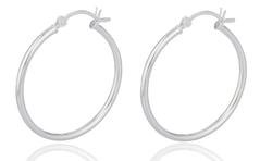 Real 925 Sterling Silver 1.25 Inch Hoop Earrings