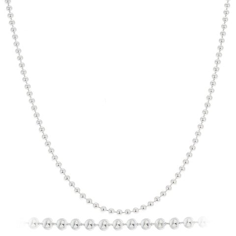 Real 925 Sterling Silver 2.5mm Ball Bead Chain - Made In Italy