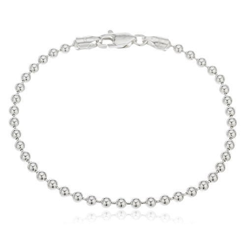 Real 925 Sterling Silver 3mm Ball Bead Chain - Made In Italy (9 Inches)