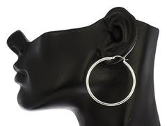 Real 925 Sterling Silver 3mm Hoop Earrings (45 Millimeters)
