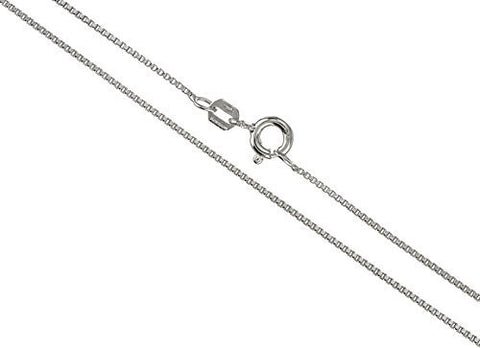 Real 925 Sterling Silver .75mm Box Chain Necklace - Made In Italy (rhodium-plated-silver, 18 Inches)