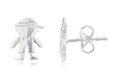 Real 925 Sterling Silver 7mm Boy With Cap Children's Stud Earrings