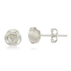 Real 925 Sterling Silver 8mm Smooth Love Knot Design Earrings