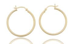 Real 925 Sterling Silver Goldtone 1.25 Inch (30mm) Hoop Earrings