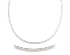 Silvertone 18 Inch Flat Design Omega Chain Choker Necklace