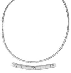 Silvertone 18 Inch Heart Design Omega Chain Choker Necklace