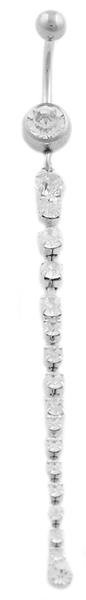Iced Out Row Stainless Steel Belly Ring