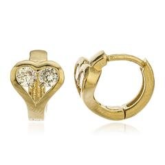 Two Year Warranty Gold Overlay Heart With Cubic Zirconia Stones 13mm Huggie Earrings