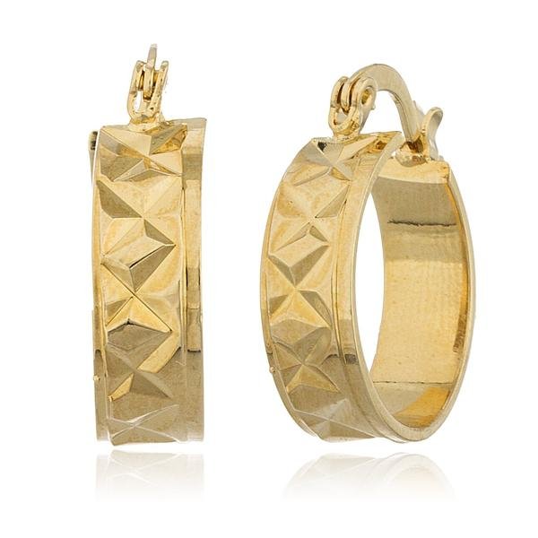 Two Year Warranty Gold Overlay Modern Design .75 Inch Huggie Hoop Earrings